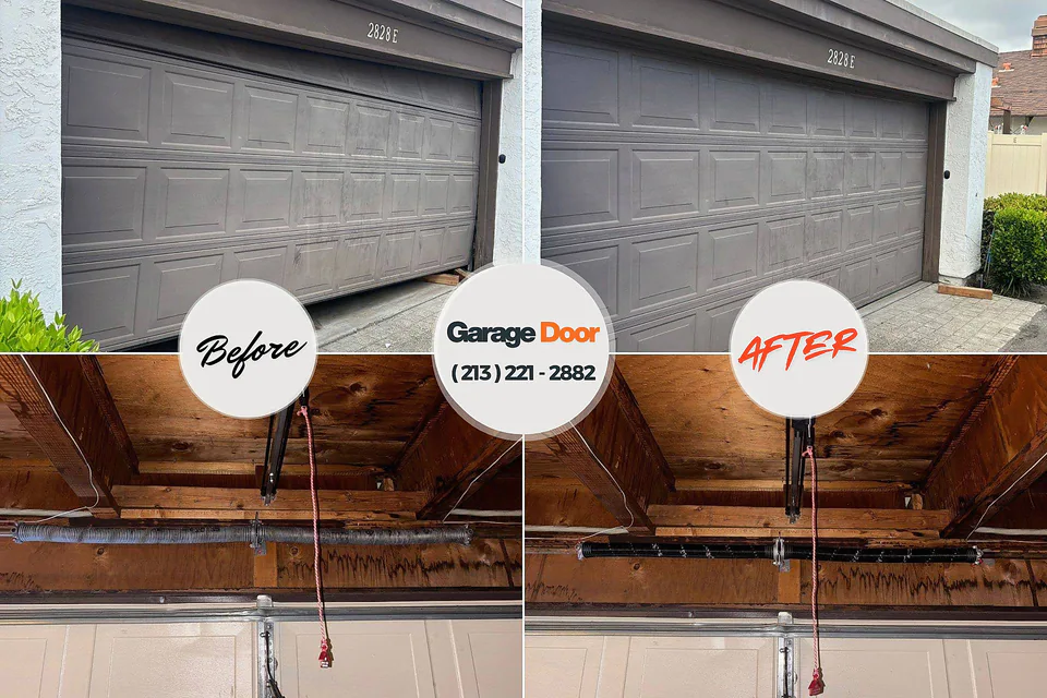 Before and after: garage door repair Montclair, CA